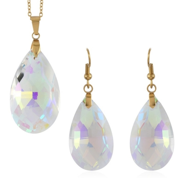 NWT Simulated Mercury Topaz Earrings and Pendant Necklace - Picture 8 of 12